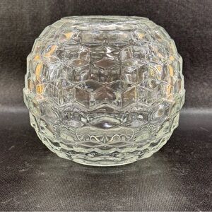 Vintage Homeco Fostoria Diamond Pattern Fairy Lamp Clear Glass Dome Shape 4.75"